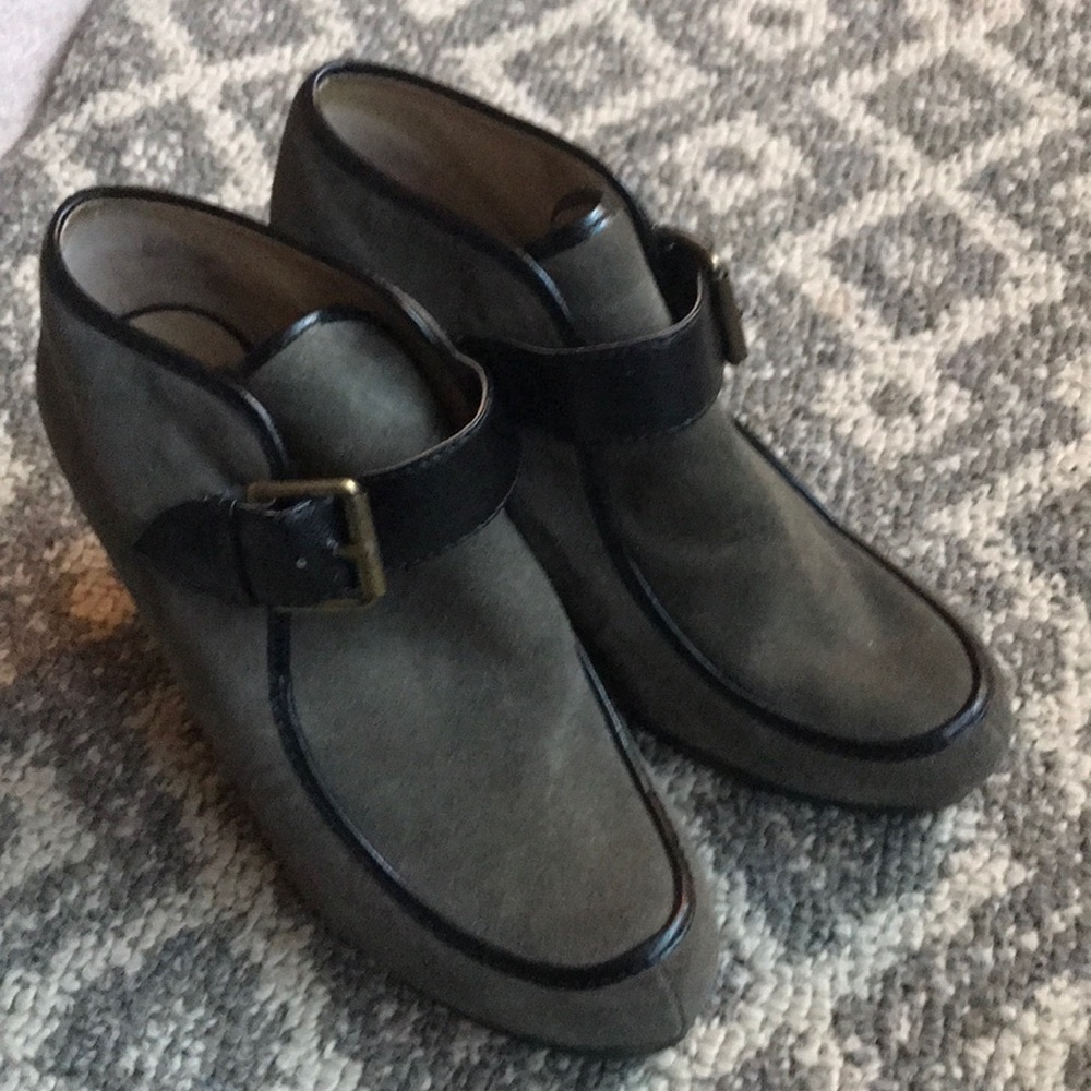 Levity wedge grey suede bootie